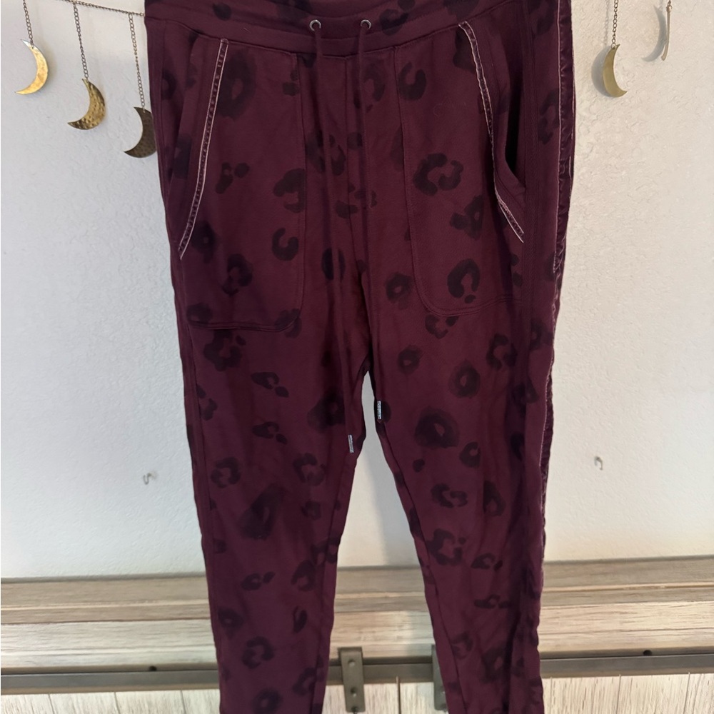 Splendid Burgundy Leopard Print Women’s Joggers